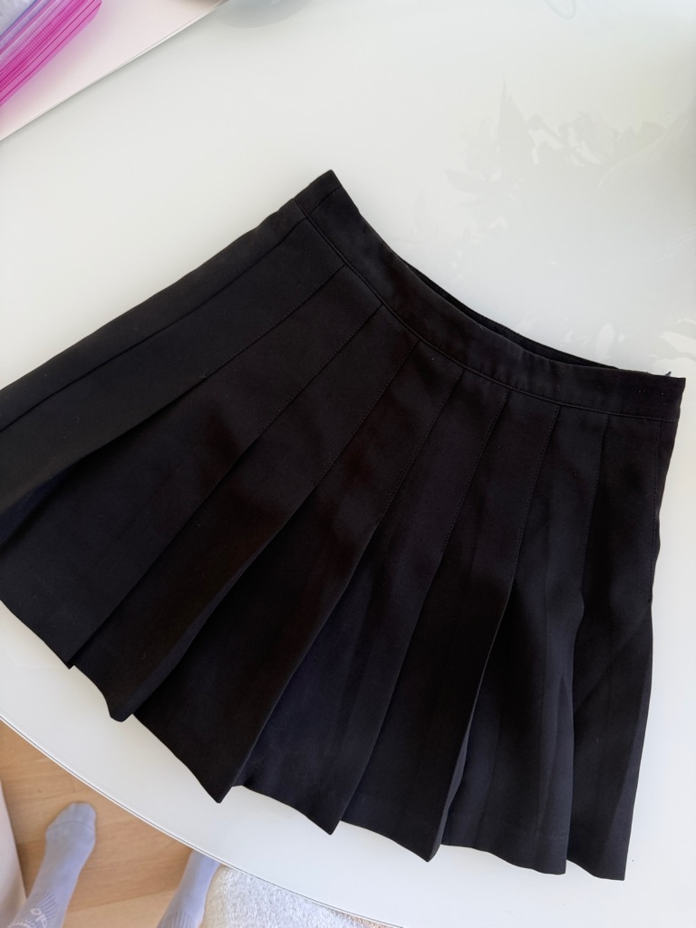 English Factory Black Pleated Skirt with Waistband Detail